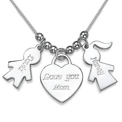 Kids Charm Necklace with Love You Mom Heart Pendant-1 product photo