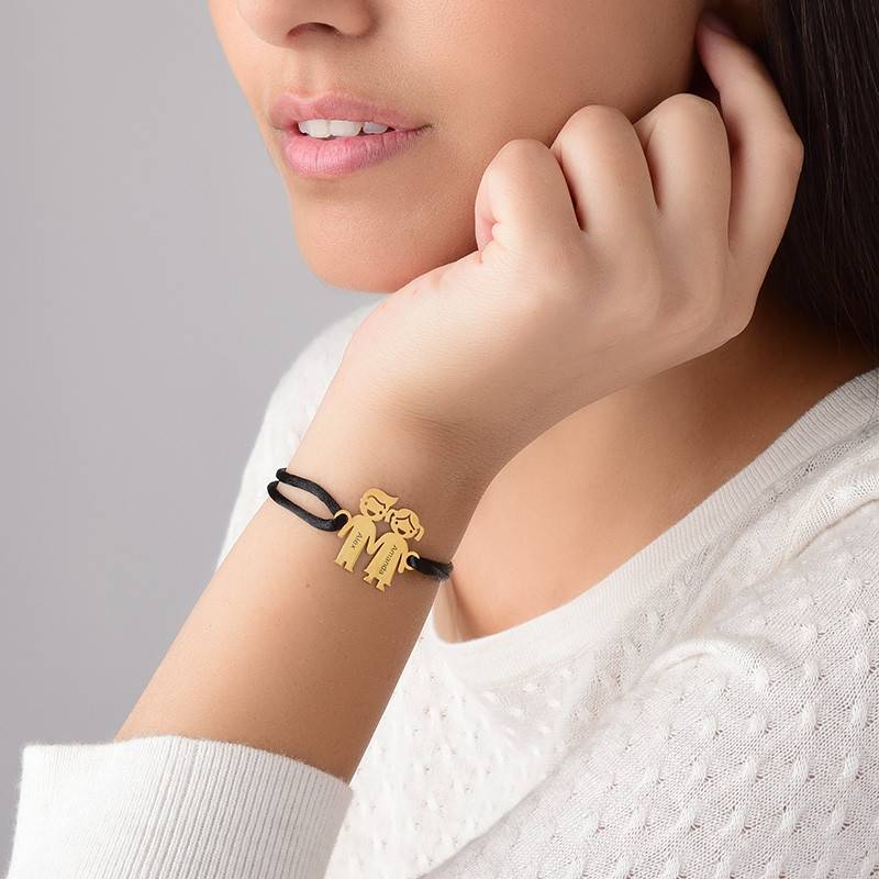 Kids Holding Hands Charms Bracelet - Gold Plated-4 product photo