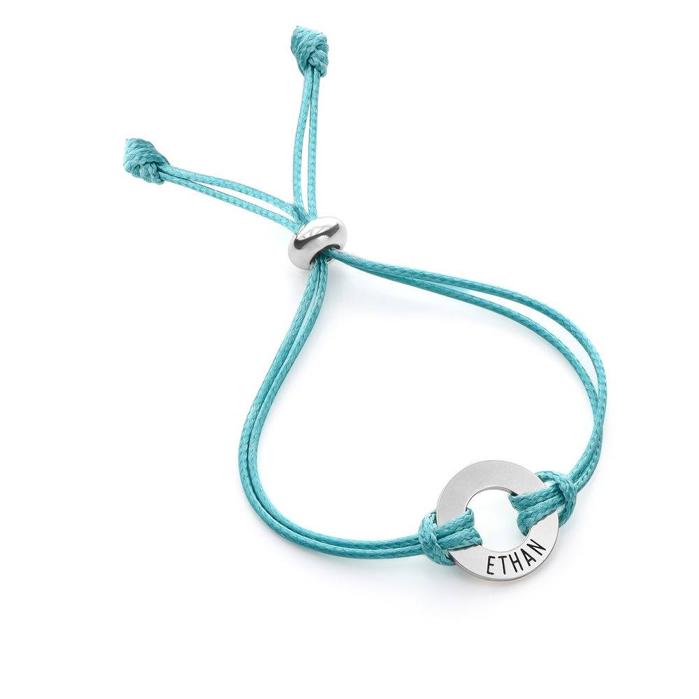 Kids ID Wax Cord Bracelet in Sterling Silver-2 product photo
