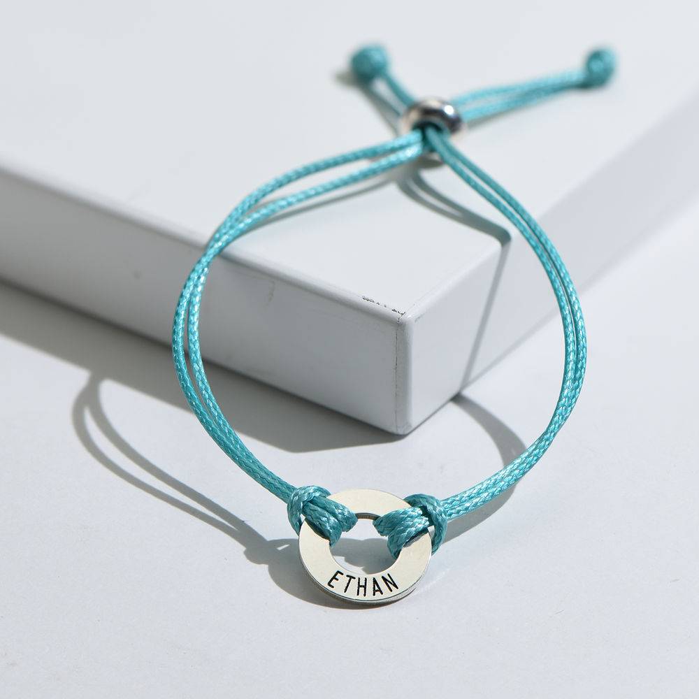 Kids ID Wax Cord Bracelet in Sterling Silver-5 product photo