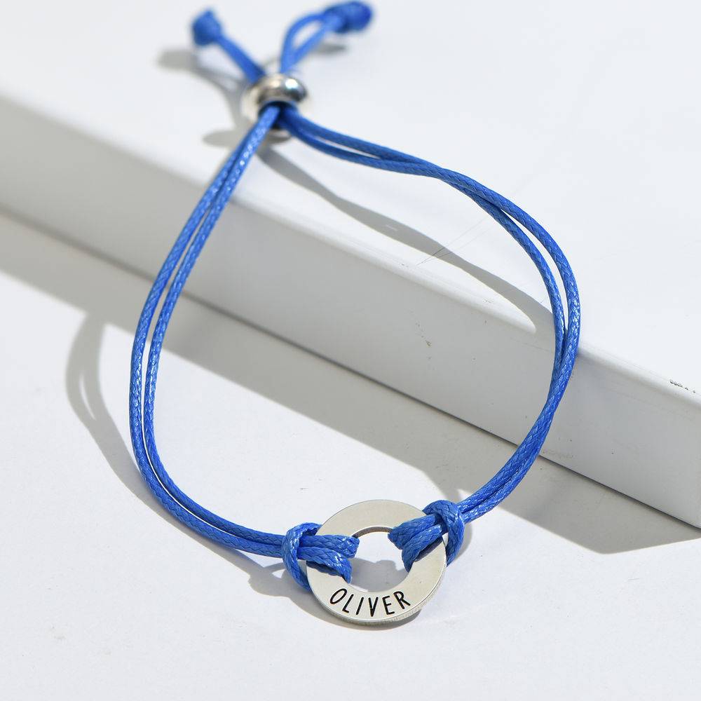Kids ID Wax Cord Bracelet in Sterling Silver-6 product photo