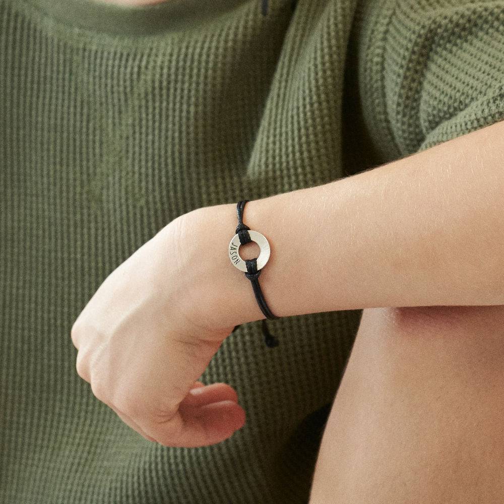 Kids ID Wax Cord Bracelet in Sterling Silver-8 product photo