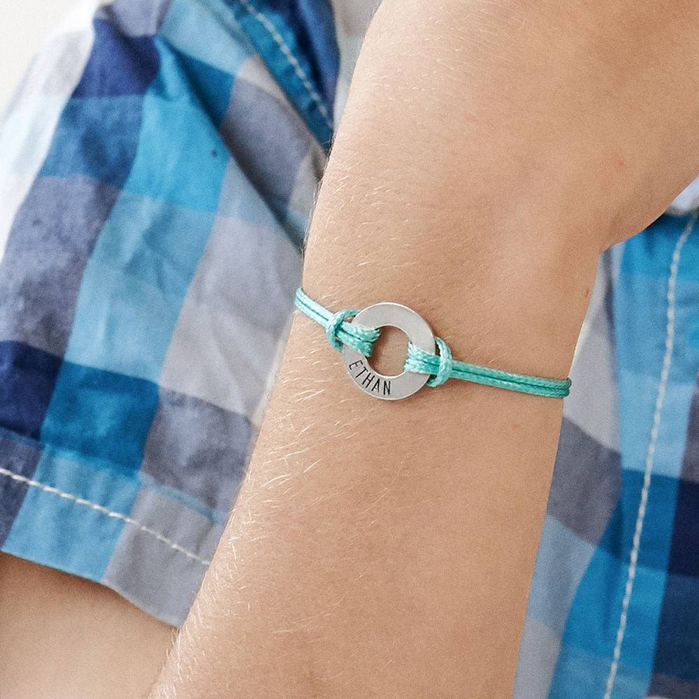 Kids ID Wax Cord Bracelet in Sterling Silver-10 product photo