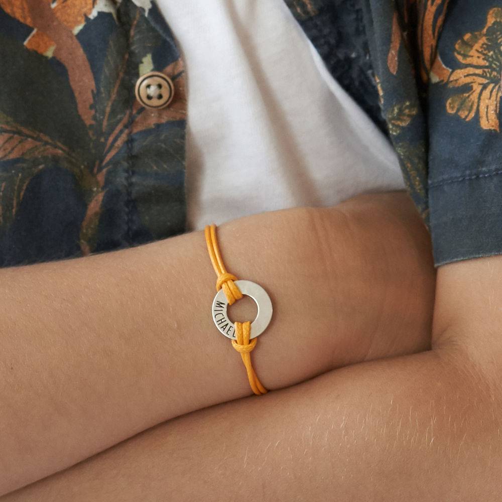 Kids ID Wax Cord Bracelet in Sterling Silver-11 product photo