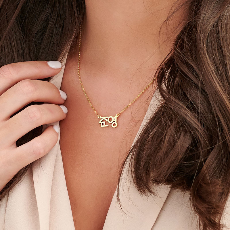 Korean Handwriting Name Necklace in Gold Plating-6 product photo