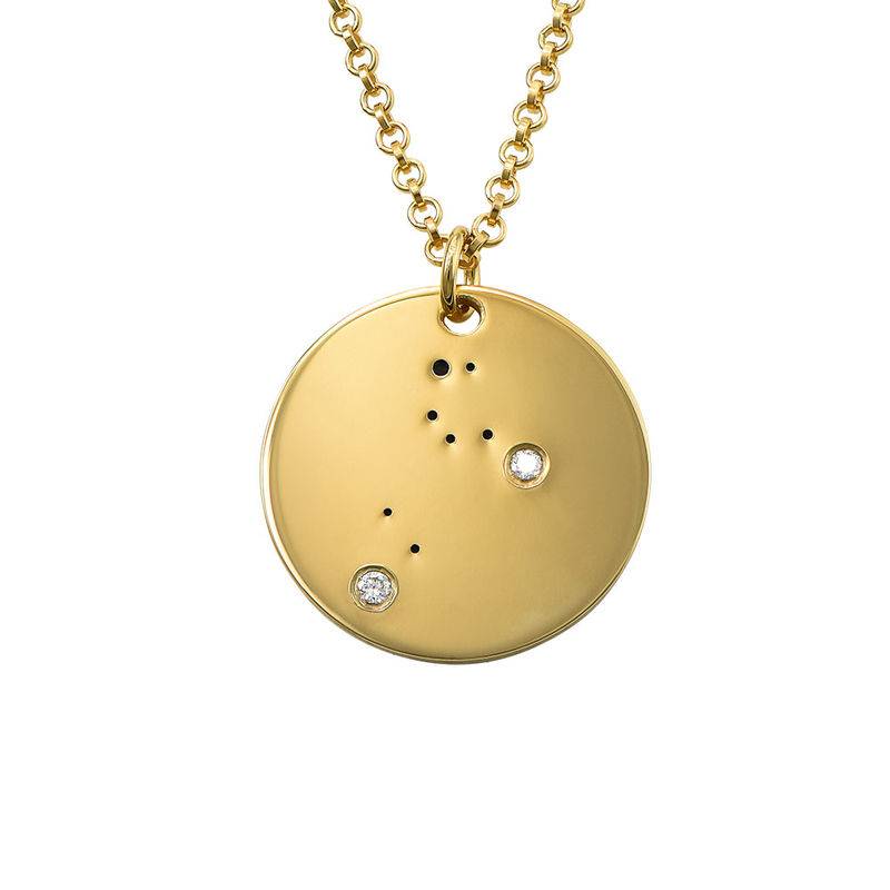 Leo Constellation Necklace with Diamonds in Gold Plating-1 product photo