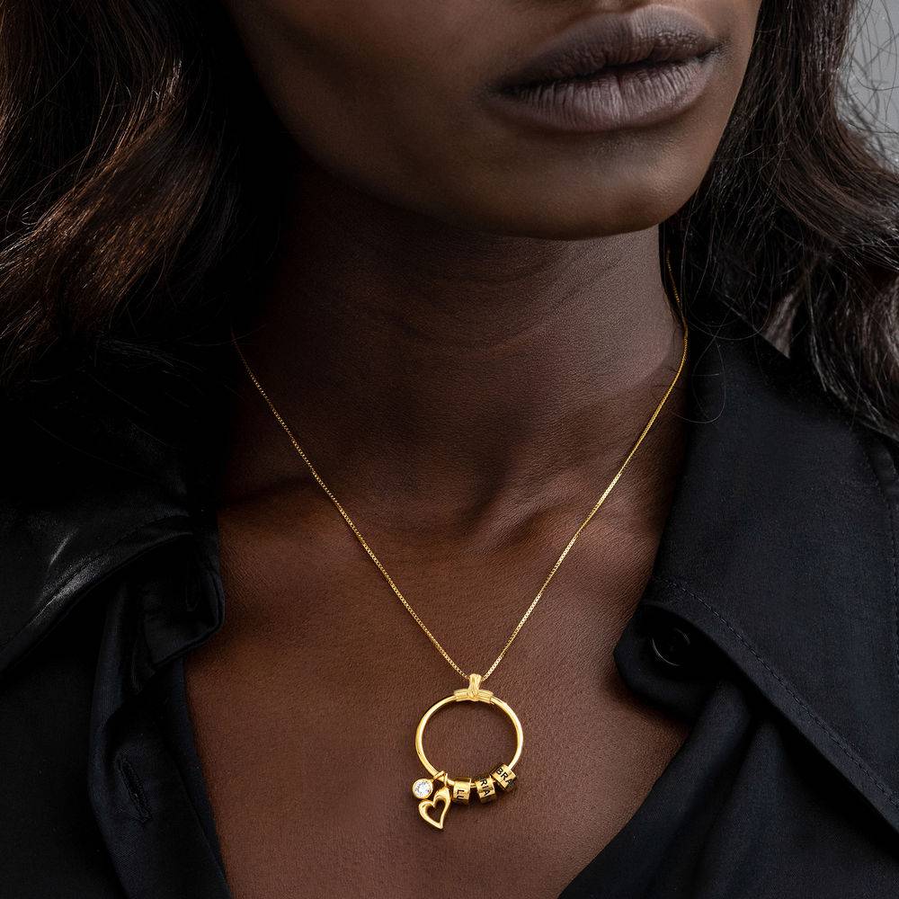 Linda Circle Pendant Necklace in Gold Plating with 1/10 CT. T.W Lab – Created Diamond-4 product photo