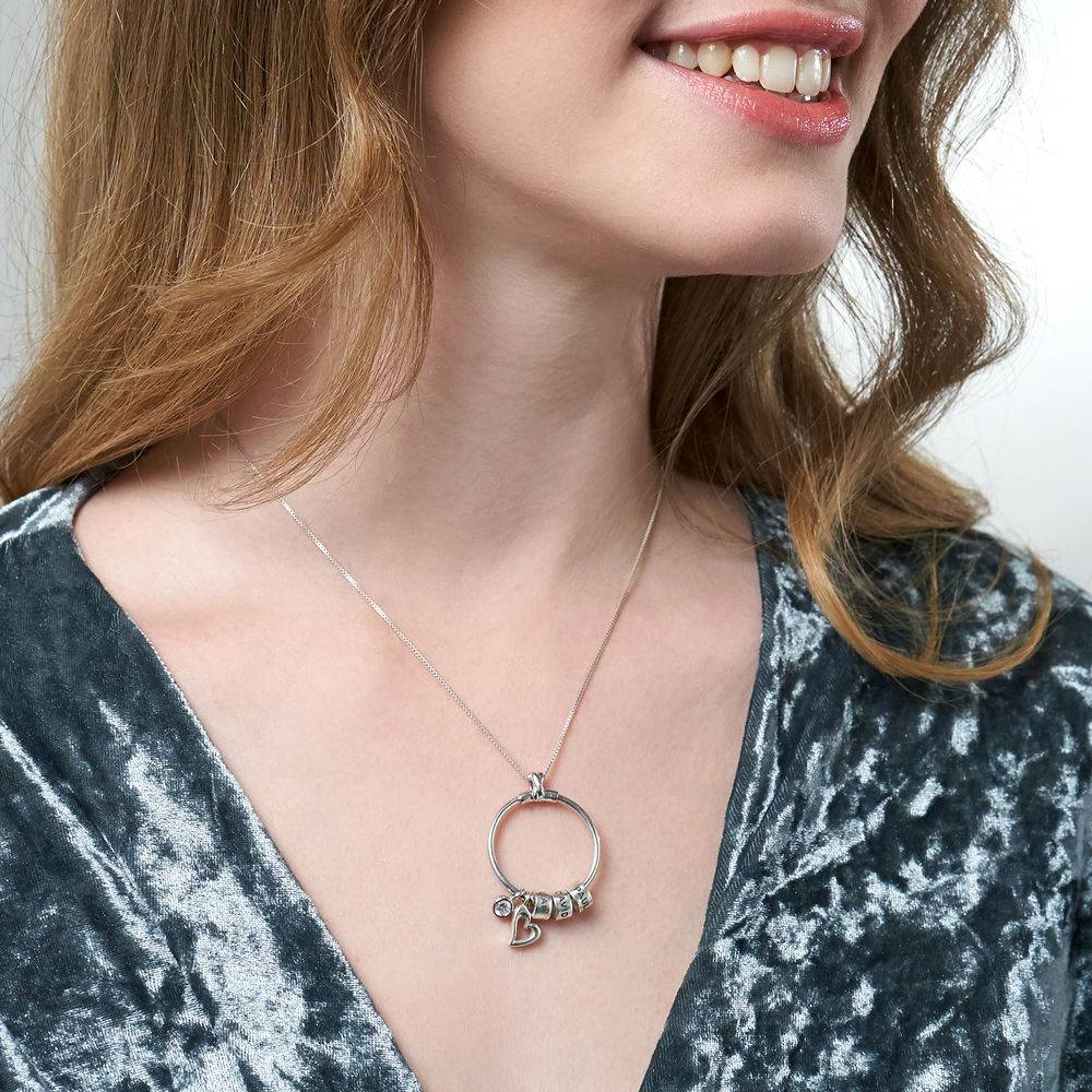 Linda Circle Pendant Necklace in Sterling Silver with 1/10 CT. T.W Lab – Created Diamond-5 product photo