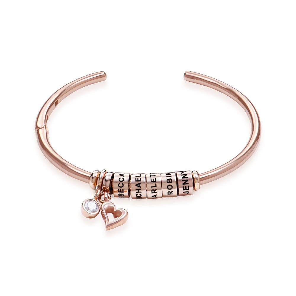 Linda Open Bangle Bracelet with Rose Gold Plated Beads & 1/10 CT. T.W Lab-Diamond-1 product photo