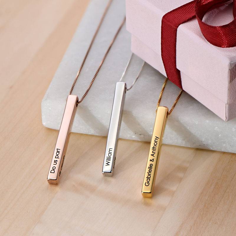 Long 3D Bar Necklace in Gold Plating-3 Long 3D Bar Necklace in Gold Plating-3 product photo