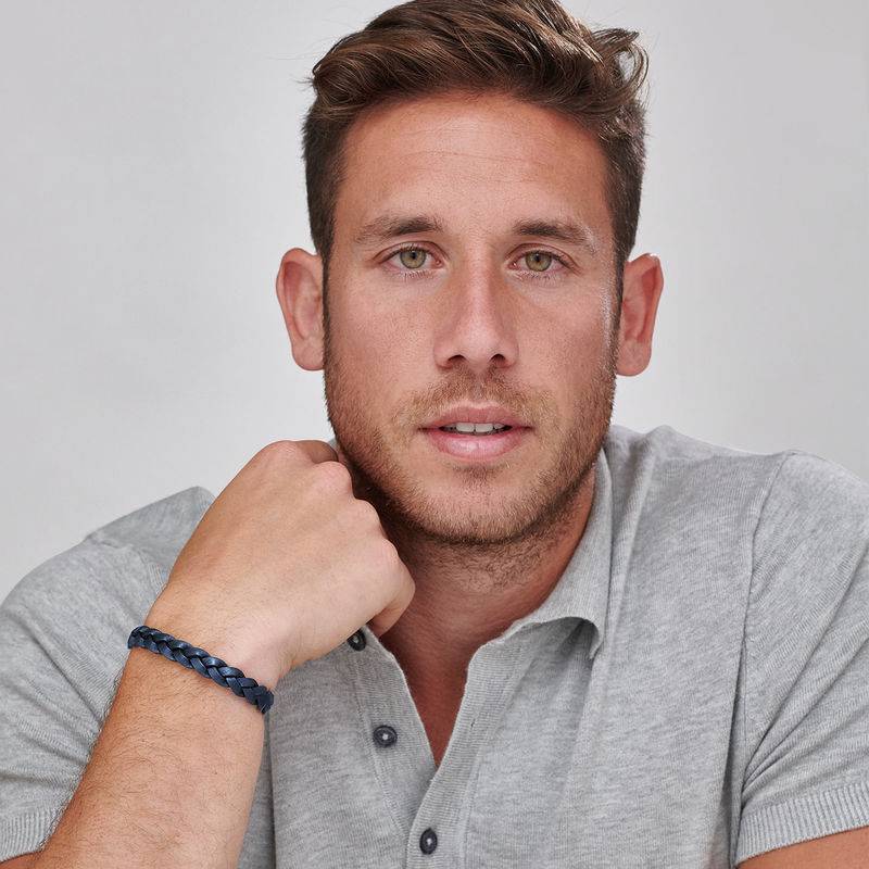 Mariner Nautical Blue Rope Leather Bracelet for Men-2 product photo