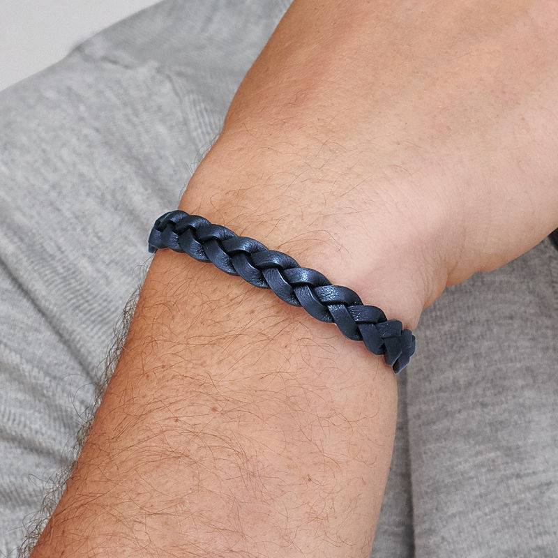 Mariner Nautical Blue Rope Leather Bracelet for Men-3 product photo