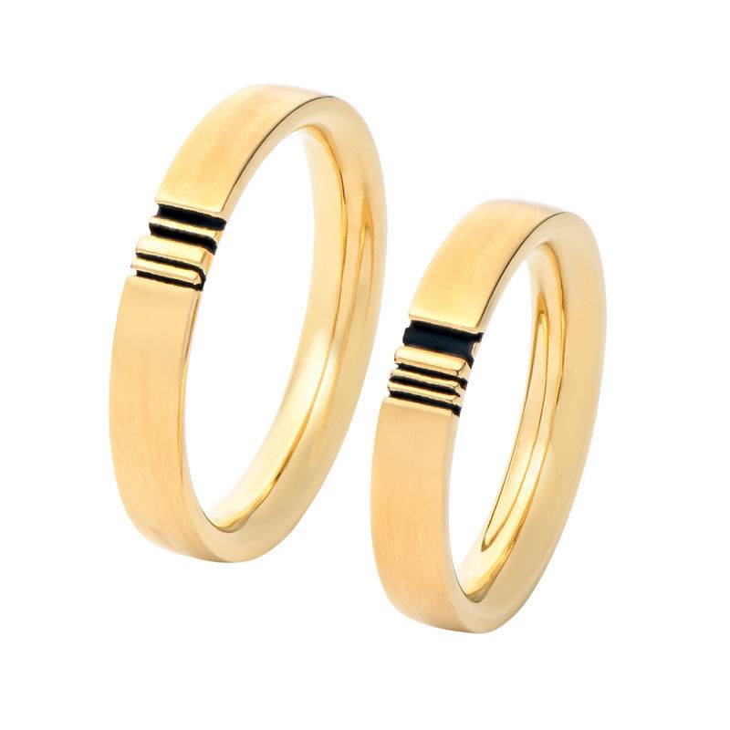 Matching Initial Couple Rings Set in Gold Plating-1 product photo