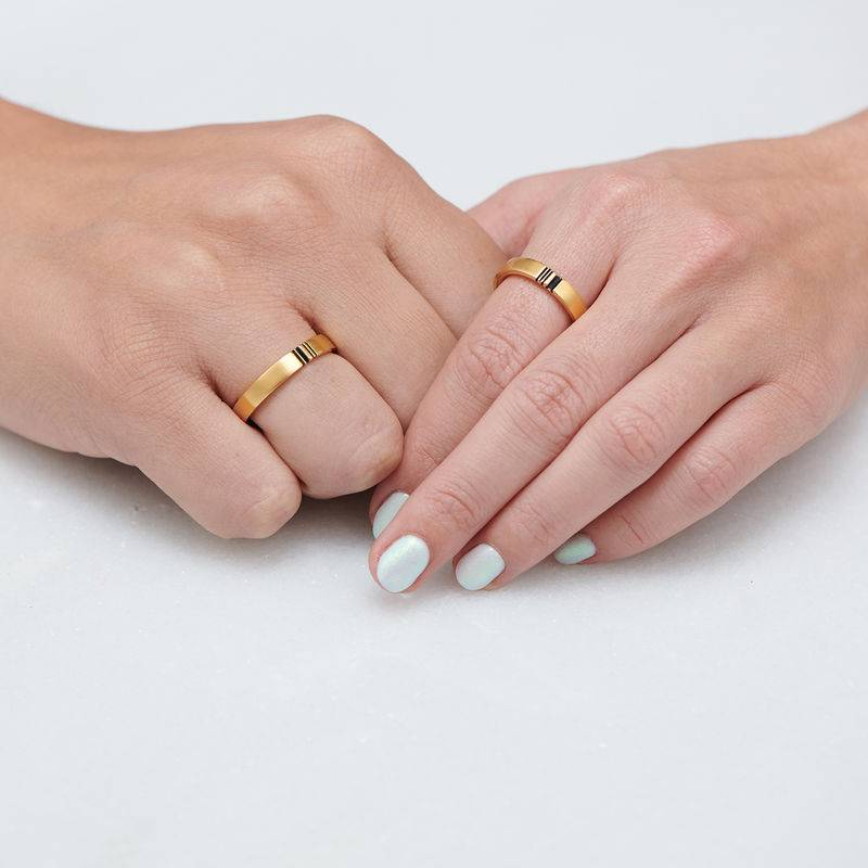 Matching Initial Couple Rings Set in Gold Plating-5 product photo
