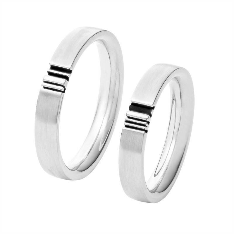 Matching Initial Couple Rings Set in Silver-1 product photo