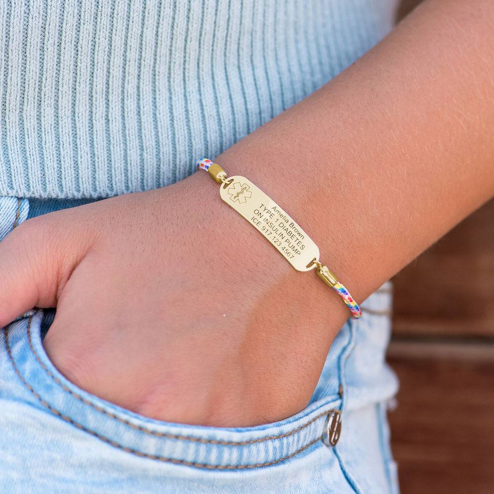 Medical ID Bracelet for Kids in 18K Gold Plating-6 product photo