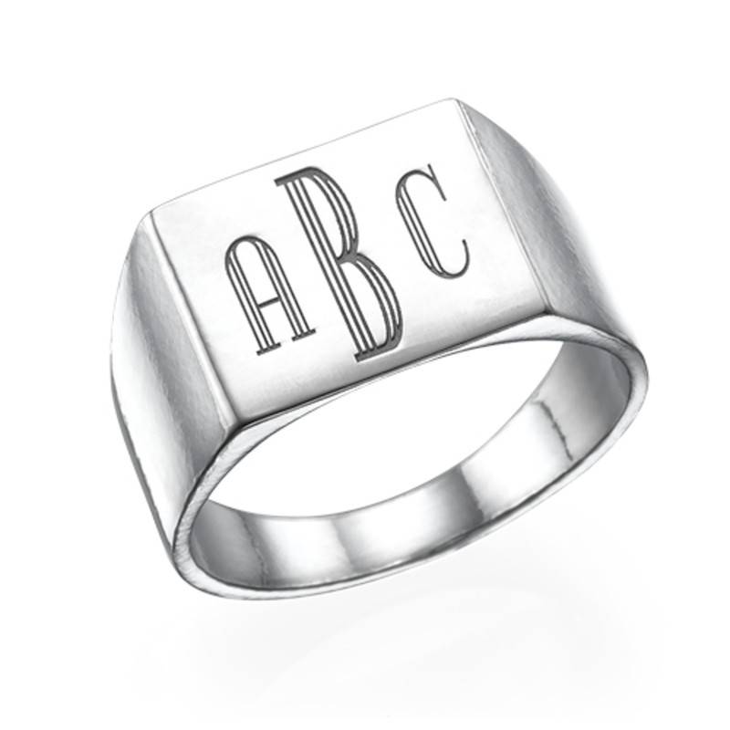 Men's Signet Ring in Silver - Monogram Engraving-1 Men's Signet Ring in Silver - Monogram Engraving-1 product photo