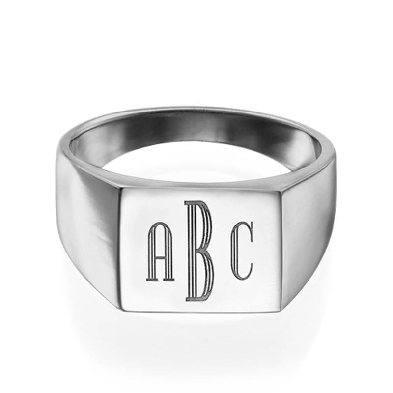 Men's Signet Ring in Silver - Monogram Engraving-2 Men's Signet Ring in Silver - Monogram Engraving-2 product photo