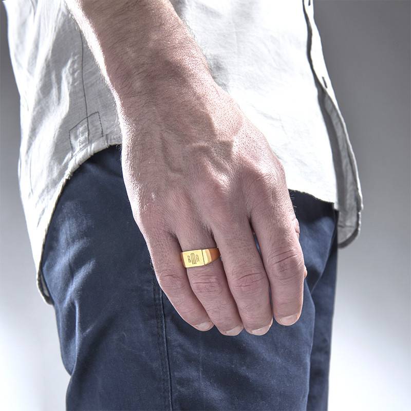 Men's Signet Ring with Gold Plating - Monogram Engraving-3 Men's Signet Ring with Gold Plating - Monogram Engraving-3 product photo