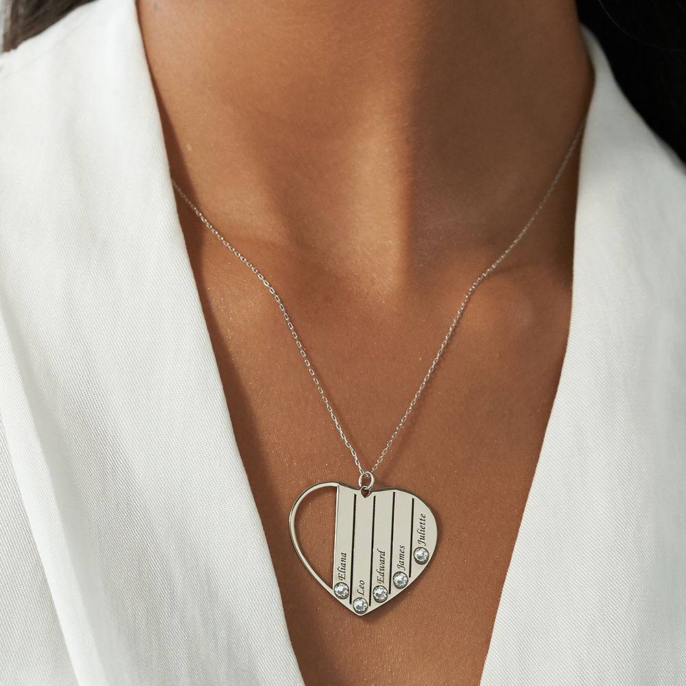 Mom Birthstone Necklace in White Gold 10K-4 product photo