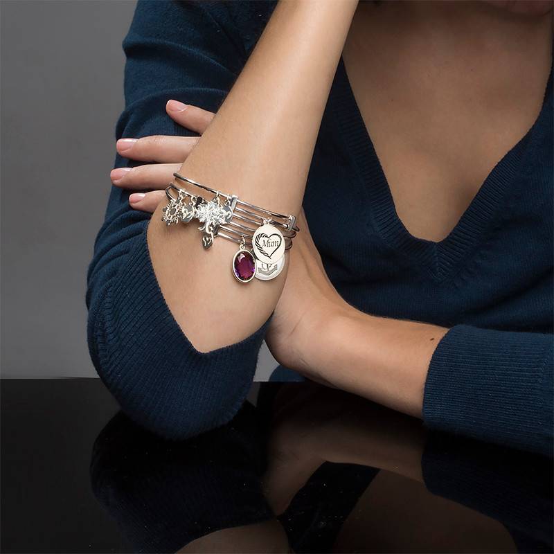 Mom Charm Bangle Bracelet-4 product photo