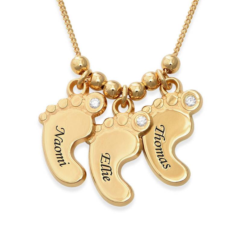 Mom Jewelry - Baby Feet Necklace Gold Plated with Diamonds-1 product photo