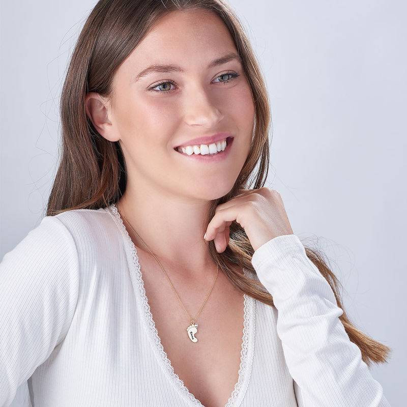 Mom Jewelry - Baby Feet Necklace In 10K Yellow Gold-5 product photo