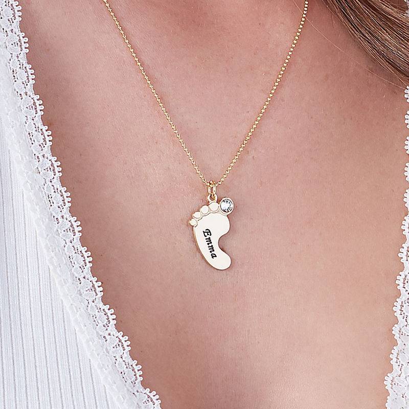 Mom Jewelry - Baby Feet Necklace In 10K Yellow Gold-6 product photo