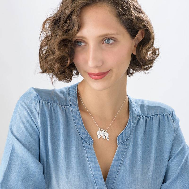 Mom Necklace with Children Charms in Sterling Silver - Shiny Finish-3 product photo