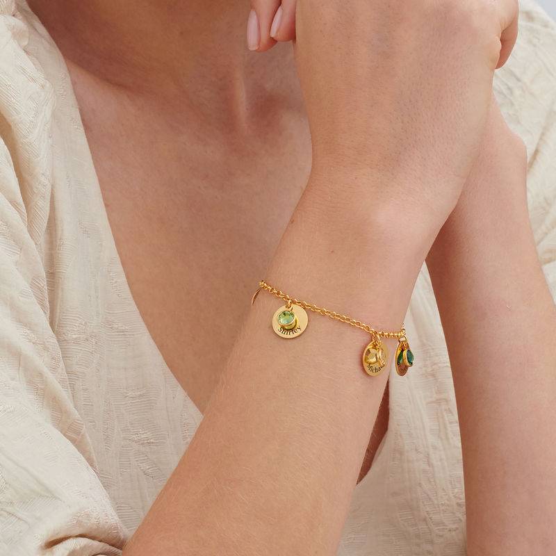 Mom Personalized Charms Bracelet with Swarovski Crystals in Gold Plating-4 product photo