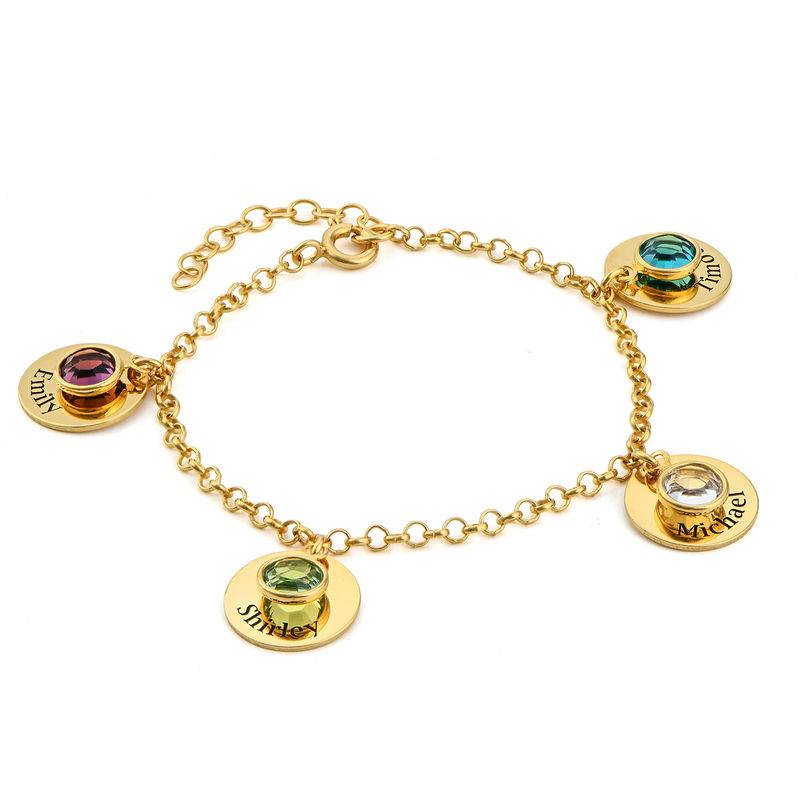 Mom Personalized Charms Bracelet with Swarovski Crystals in Gold Plating-1 product photo