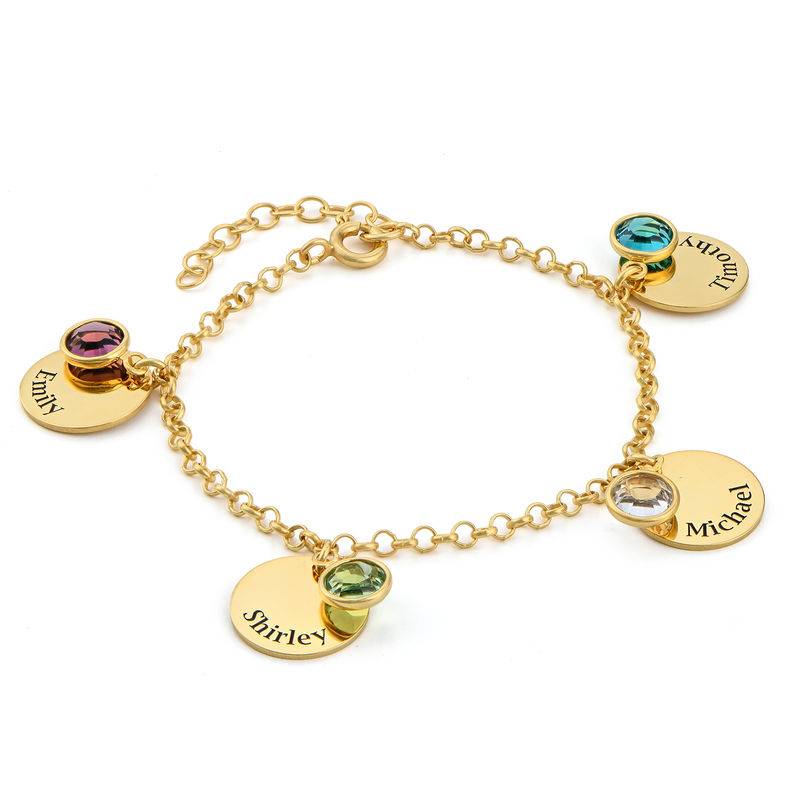 Mom Personalized Charms Bracelet with Swarovski Crystals in Gold Plating-2 product photo