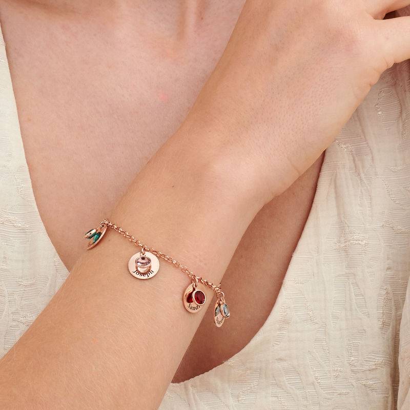 Mom Personalized Charms Bracelet with Swarovski Crystals in Rose Gold Plating-3 product photo