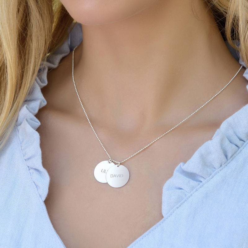 Mother's Jewelry - Personalized Silver Disc Necklace-2 product photo