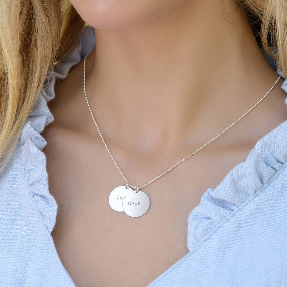 Mother's Jewelry - Personalized Silver Disc Necklace-3 product photo