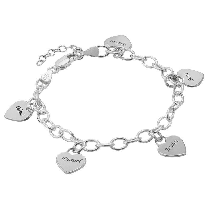 Link Bracelet with Heart Charms in Sterling Silver-1 product photo