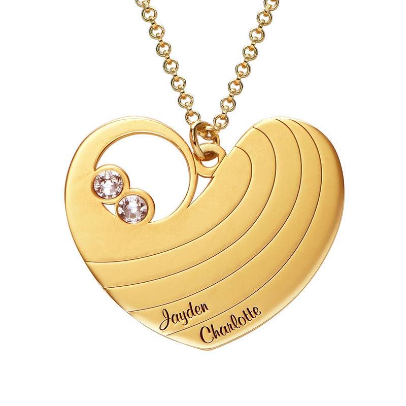 Mother Heart Necklace with Birthstones in Gold Plating-2 product photo