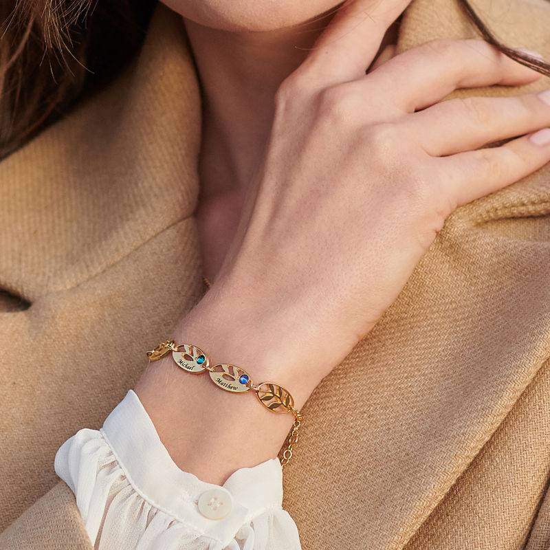 Mother Leaf Bracelet with Engraving in 18k Gold Vermeil-4 product photo