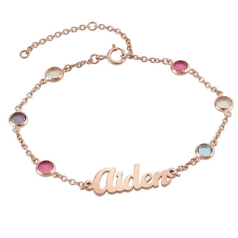 Name Bracelet with Multi Colored Stones in Rose Gold Plating-1 product photo
