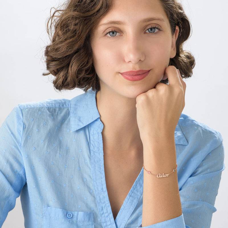 Name Bracelet with Multi Colored Stones in Rose Gold Plating-2 product photo