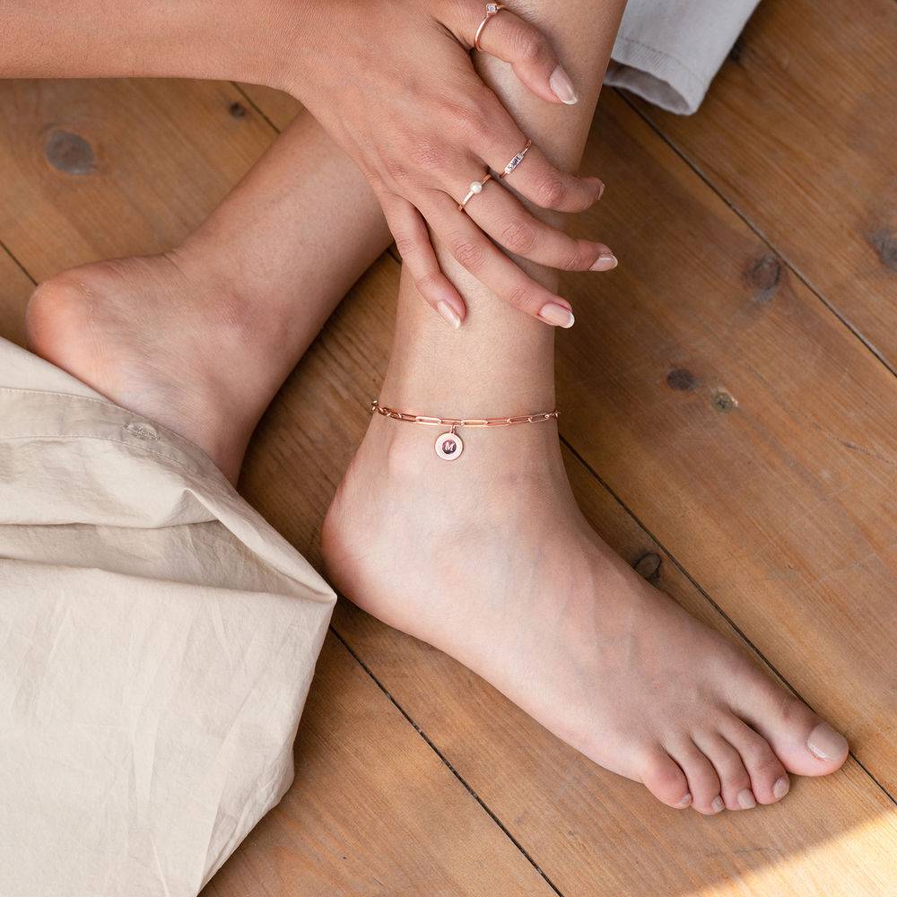 Odeion Initial Chain Bracelet / Anklet in 18k Rose Gold Plating-3 product photo