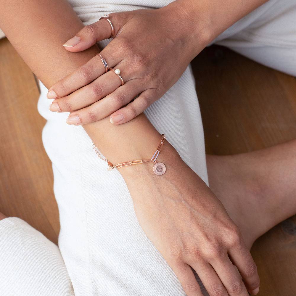 Odeion Initial Chain Bracelet / Anklet in 18k Rose Gold Plating-2 product photo
