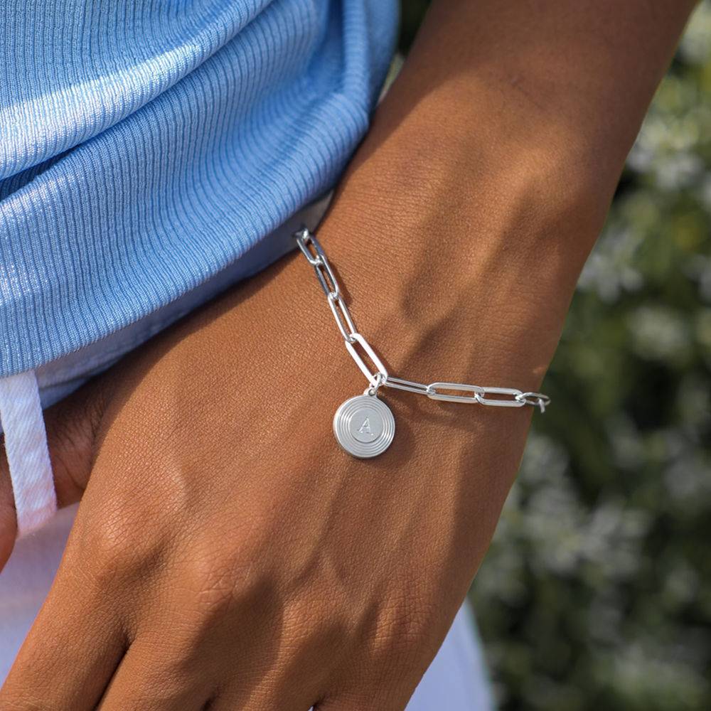 Odeion Initial Link Chain Bracelet / Anklet in Sterling Silver-4 product photo