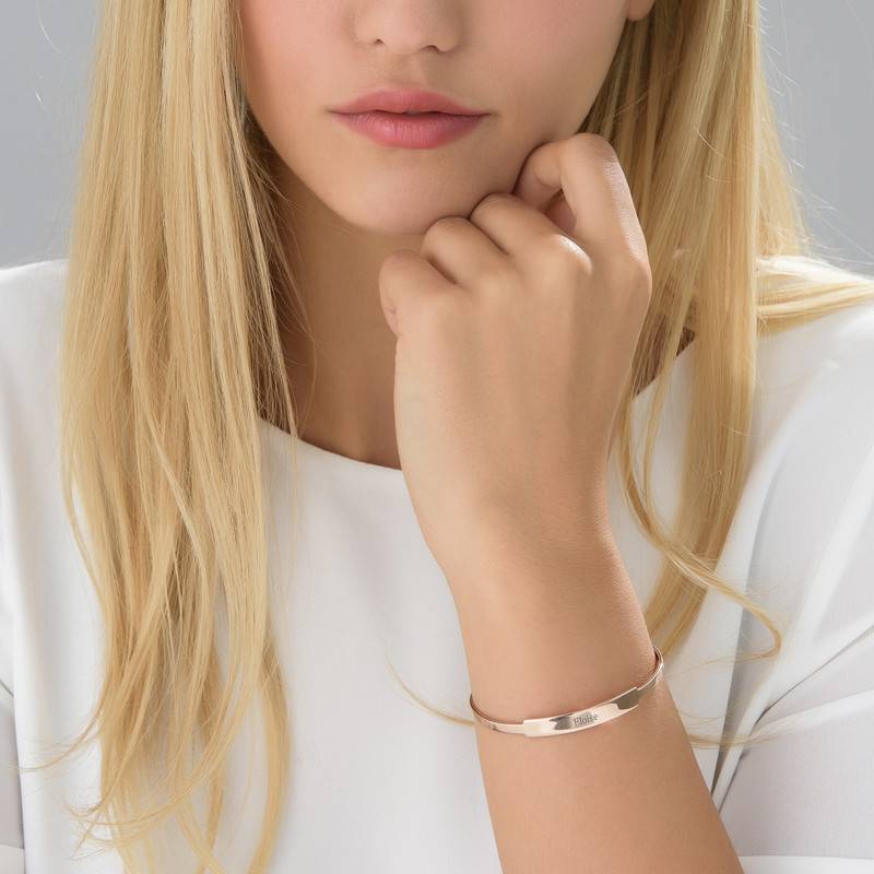 Open Name Bangle Bracelet in Rose Gold Plating-2 product photo