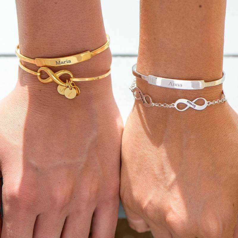 Open Name Bangle Bracelet in Silver-3 product photo