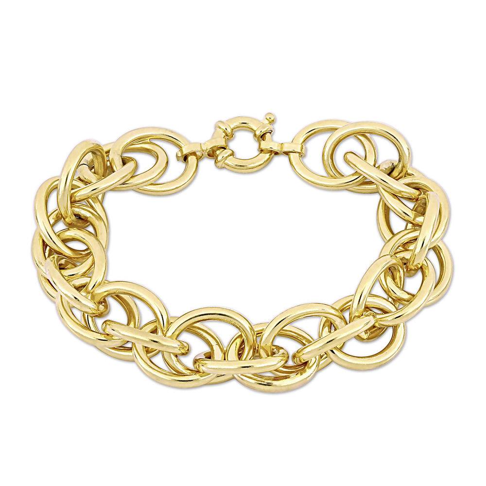 Oval Link Bracelet in Gold Plated Sterling Silver with Big Stylish Spring Ring Clasp-1 product photo