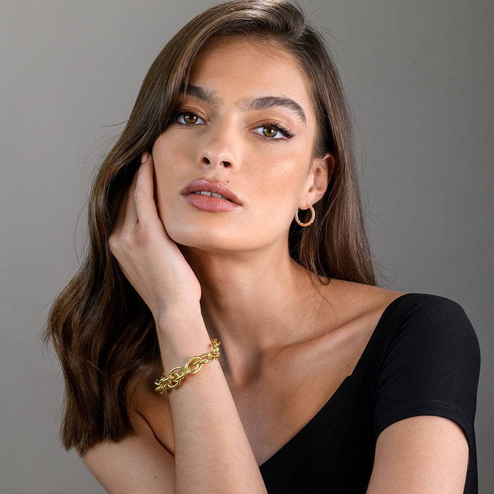 Oval Link Bracelet in Gold Plated Sterling Silver with Big Stylish Spring Ring Clasp-3 product photo