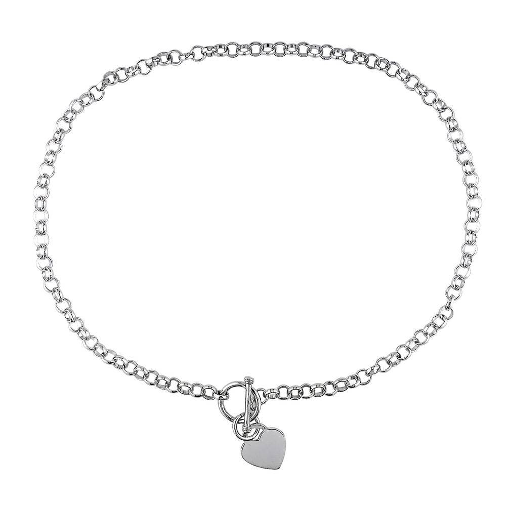 Oval Link Necklace with Sterling Silver Heart Charms & Toggle Clasp-2 product photo