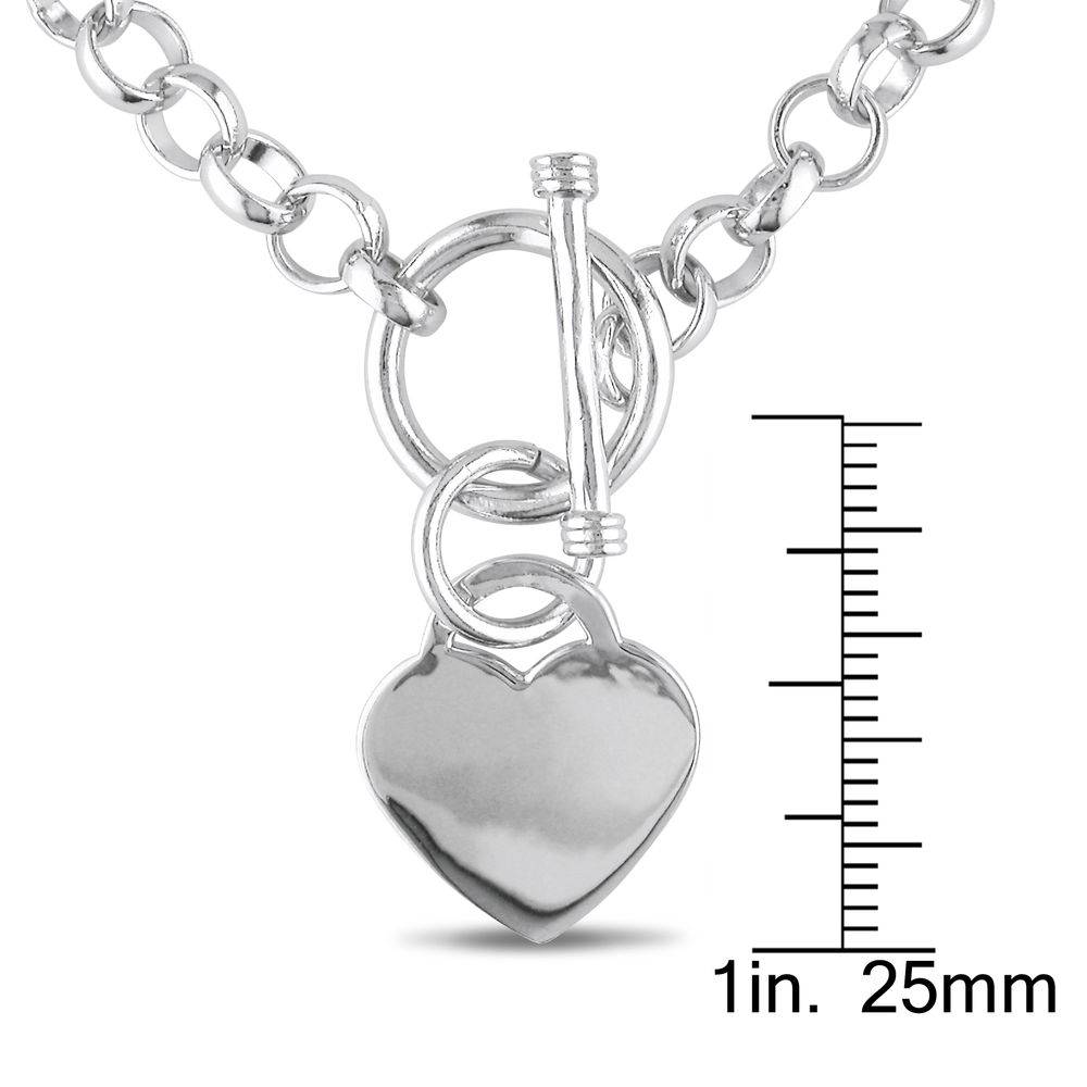 Oval Link Necklace with Sterling Silver Heart Charms & Toggle Clasp-5 product photo