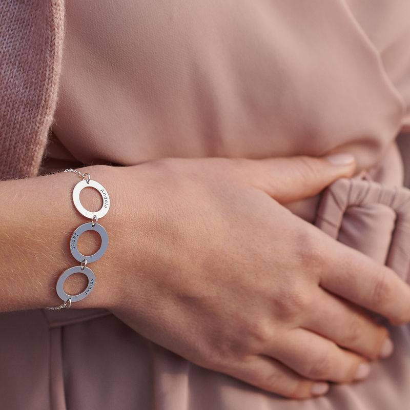 Personalized 3 Circles Bracelet with Engraving in Sterling Silver-4 product photo
